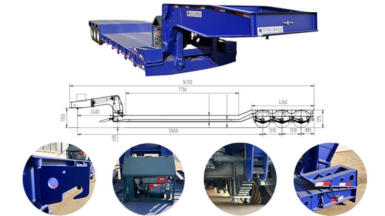 60ton 80ton 100ton Detachable Gooseneck Trailer | Detach Trailer for Sale in Panama