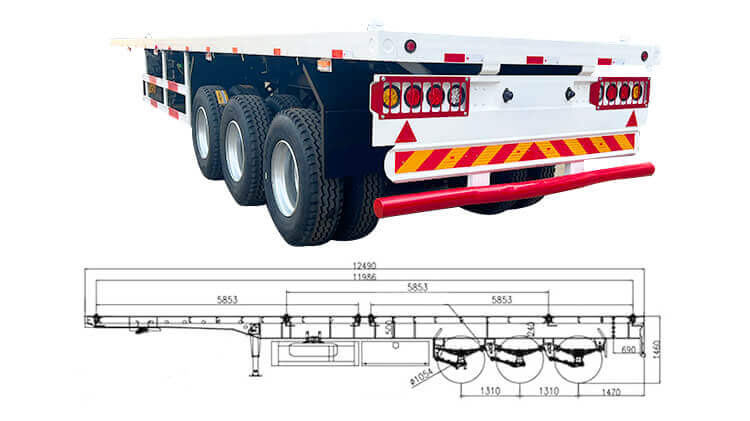 3 Axle 40ft Flat Bed Semi Trailer - Flat Bed Trailer for Sale in Panama