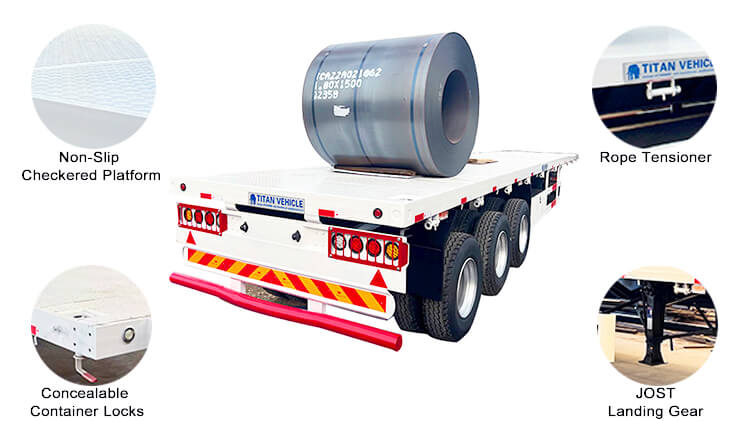 3 Axle 40ft Flat Bed Semi Trailer - Flat Bed Trailer for Sale in Panama
