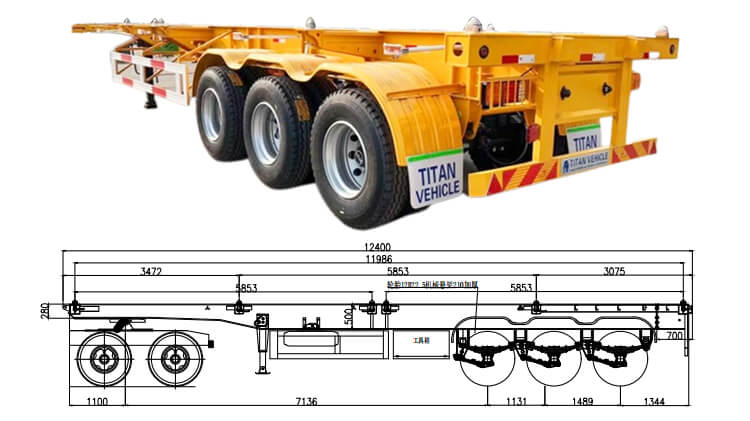 40ft Skeletal Semi Trailer Manufacture | Tri Axle Chassis for Sale in Panama