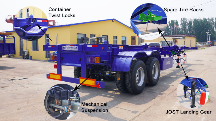 2 Axle 40 Ft Container Chassis Trailer for Sale in Panama