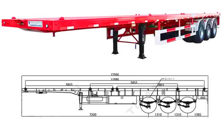 40ft 3 Axle Tractor Trailer Flat Bed - Flatbed Truck Trailer for Sale in Panama