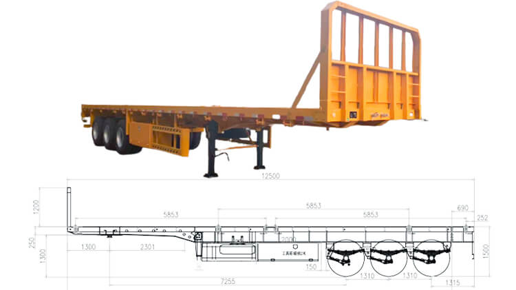 3 Axle Platform Trailer - Flat Top Semi Trailer for Sale in Panama