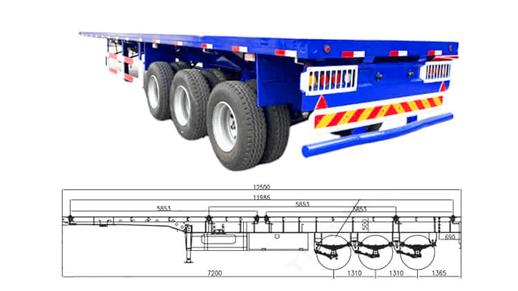 60Ton Tri Axle Flatbed Container Trailer | Flatbed Semi Trailer for Sale in Panama