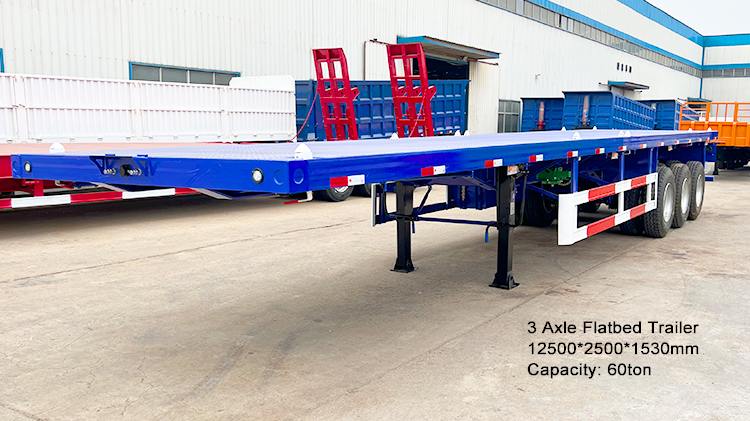 60Ton Tri Axle Flatbed Container Trailer | Flatbed Semi Trailer for Sale in Panama