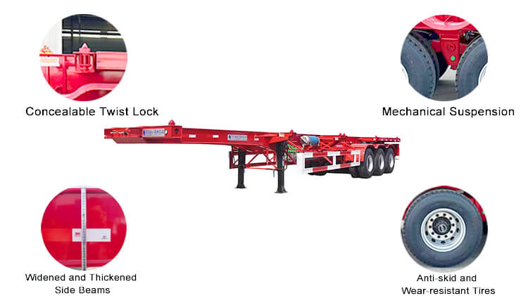 3 Axle 40 Foot Container Chassis for Sale in Panama