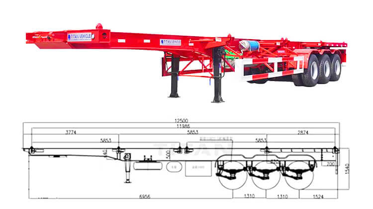 3 Axle 40 Foot Container Chassis for Sale in Panama