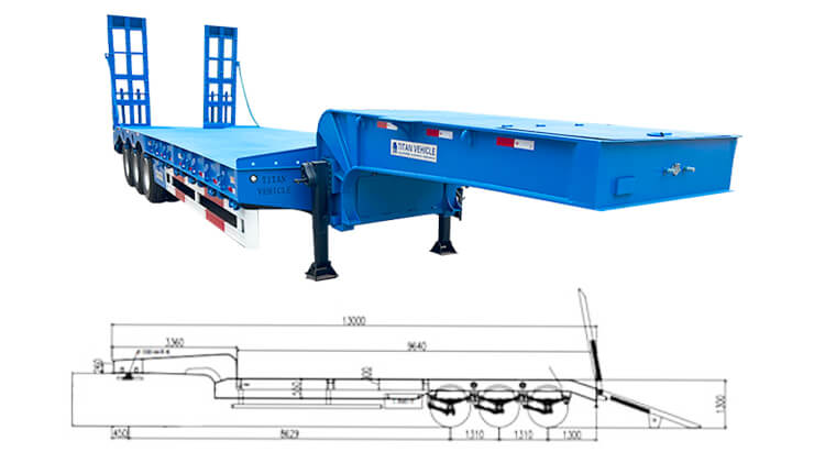 3 Axle 60ton Truck Lowbed Trailer Types for Sale in Panama
