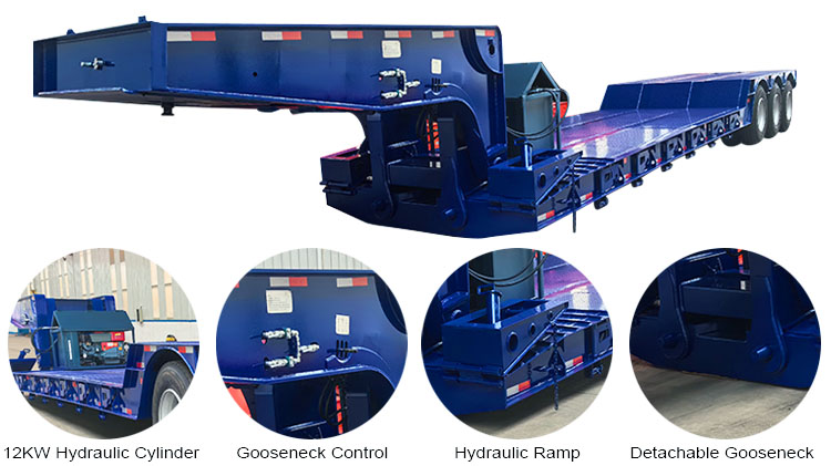 3 Axle 80 Ton Lowboy Semi Trailer for Sale Near Me in Panama