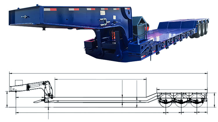 3 Axle 80 Ton Lowboy Semi Trailer for Sale Near Me in Panama