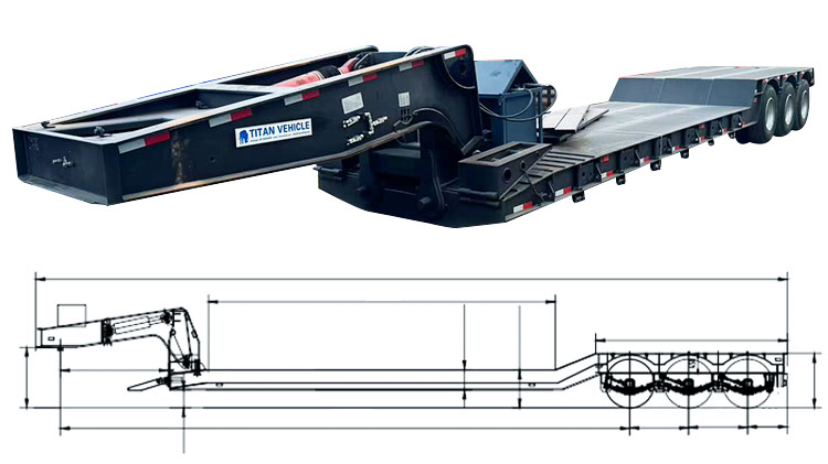 3 Axle 60 Ton Lowboy Trailer for Sale Price in Panama