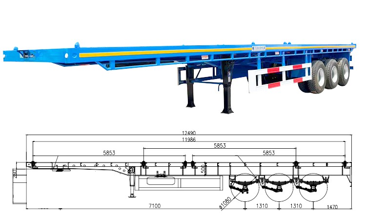 Flatbed Tractor Trailer | 40 Feet Flatbed Trailer for Sale in Panama