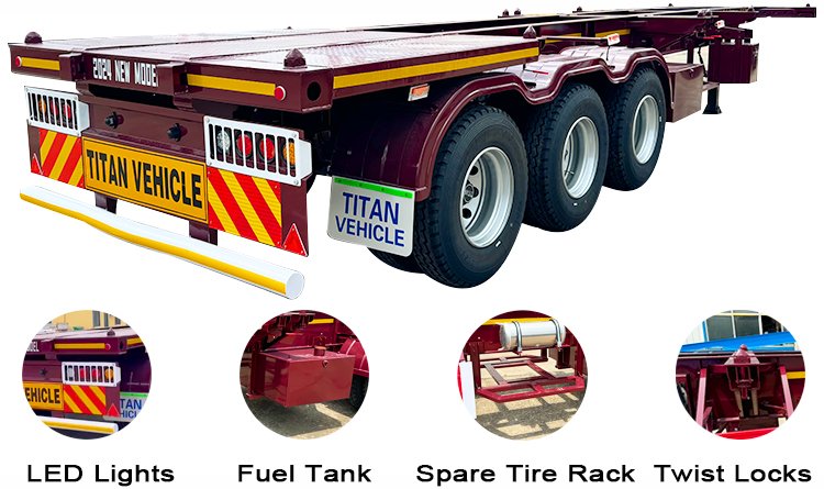 3 Axle 40 Ft Skeleton Trailer for Sale in the Republic of Dominican