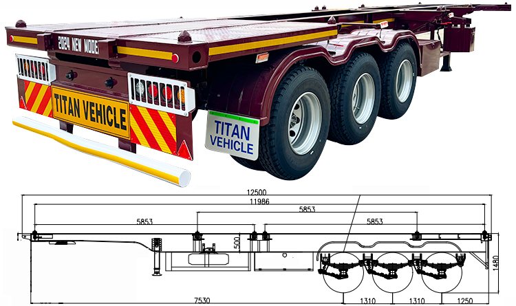 3 Axle 40 Ft Skeleton Trailer for Sale in the Republic of Dominican