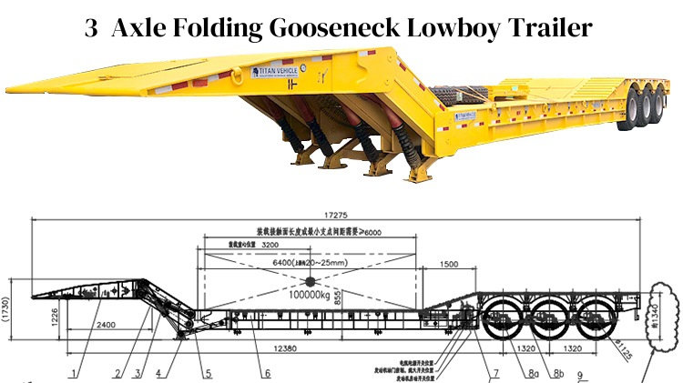 100 Tons Folding Gooseneck Trailer for Sale in Panama