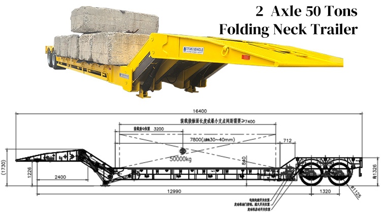 50 Tons Folding Neck Lowboy Trailer for Sale in Panama