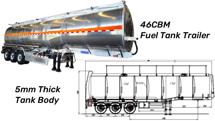 46 CBM Aluminum Fuel Tank Trailer for Sale in Panama