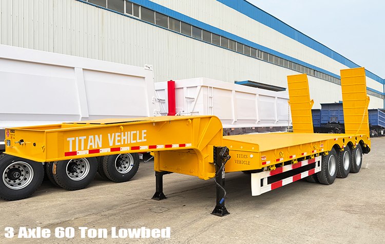 60 Ton 3 Axle Hydraulic Lowbed Trailer Truck for Sale in Panama